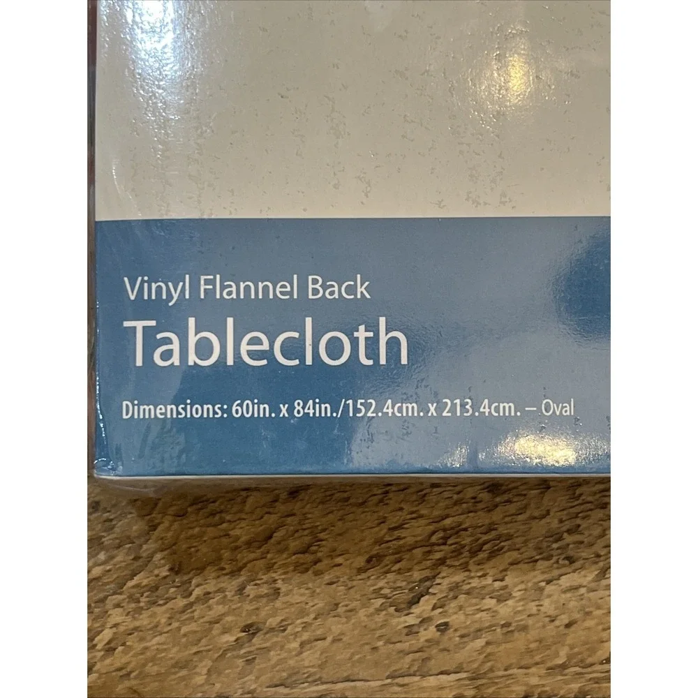 Mainstays Home Blue Floral Vinyl Flannel Back Tablecloth 60in X 84in NOS